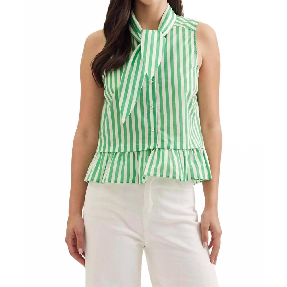 NEW ENTRO capri stripe top in green